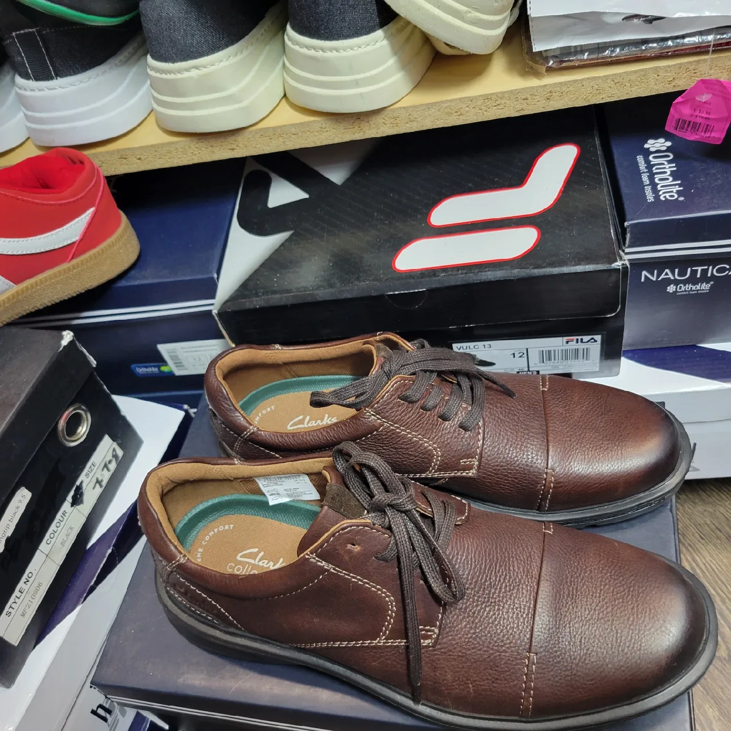 Clarks Gessler Cap Brown Leather Shoes US 11M &9 and half thumbnail