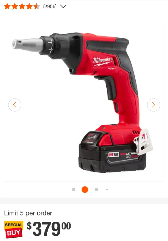 M18 Milwaukee FUEL Drywall Screw Gun + XC 5.0 Battery image indicator(2)