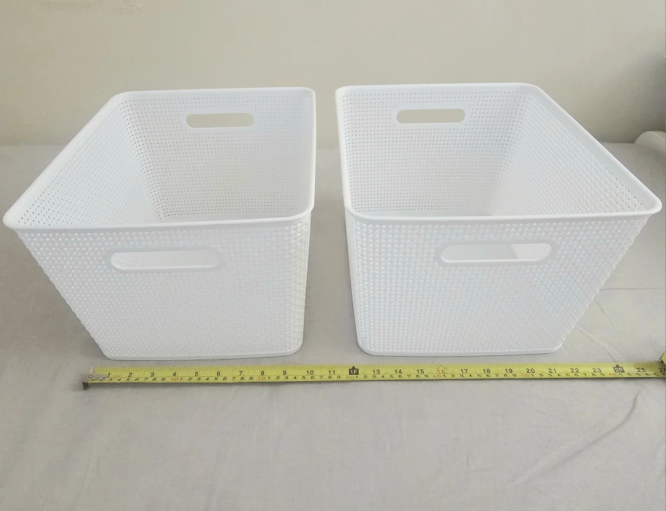White Plastic Storage Bins - Set of 2