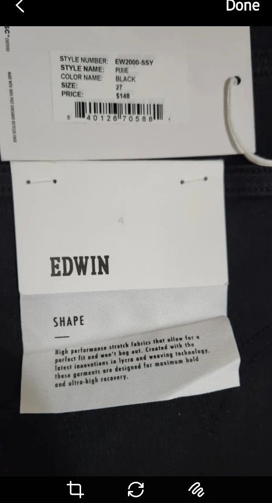 Edwin Pixie Black Jeans Size 27 - New with Tags! - photo 4