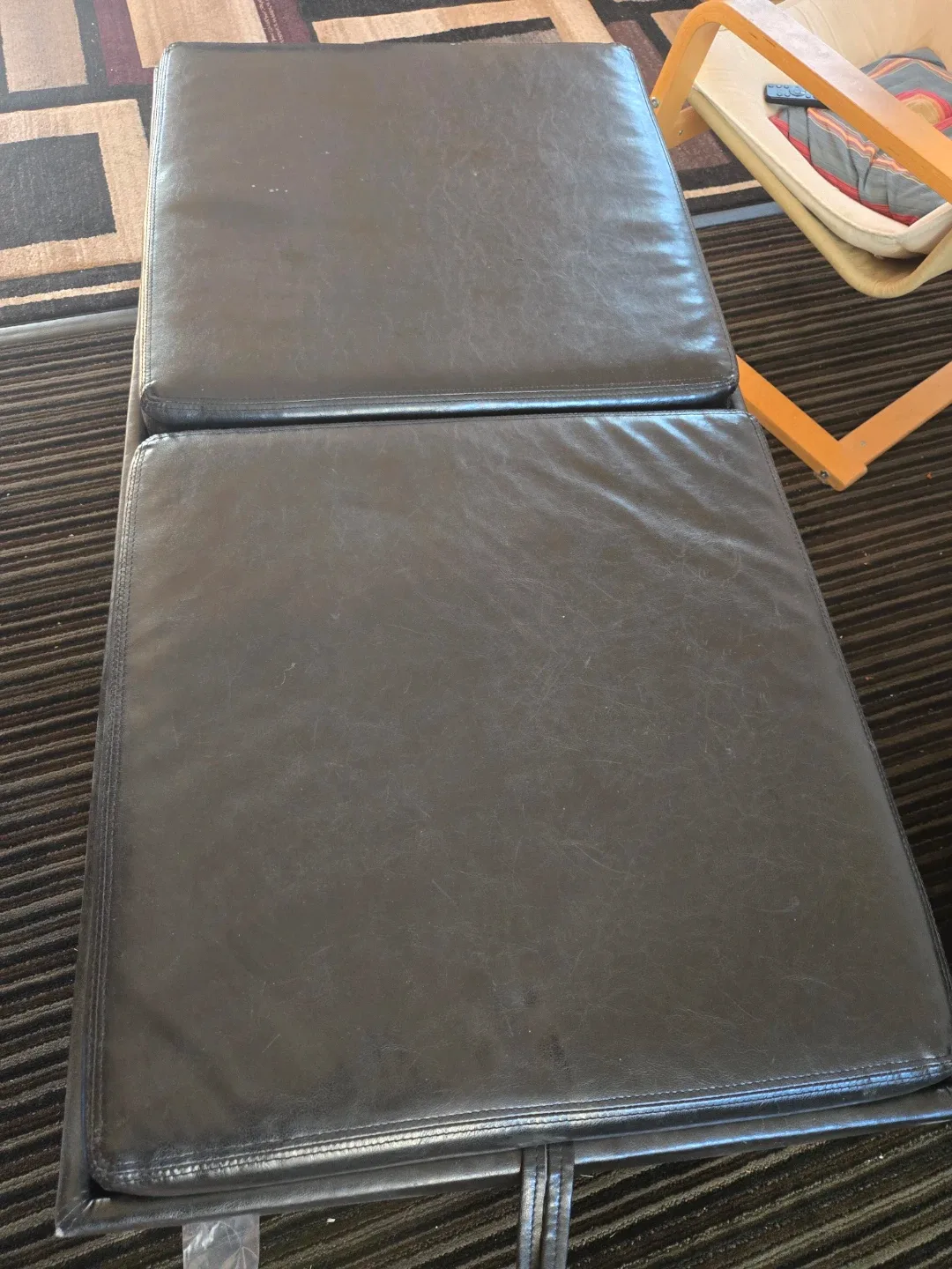 Black Leather Storage Ottoman