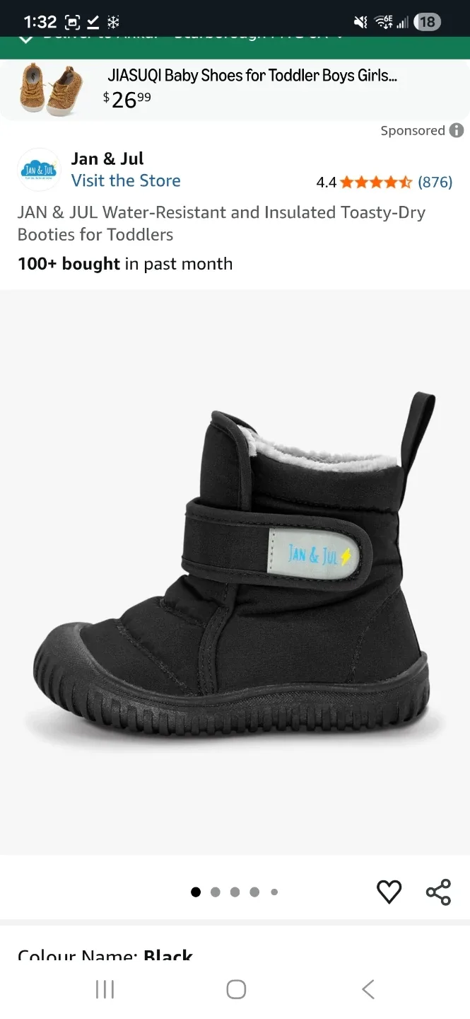 Jan & Jul Black Toasty-Dry Booties - Size 7 Toddler image indicator(4)