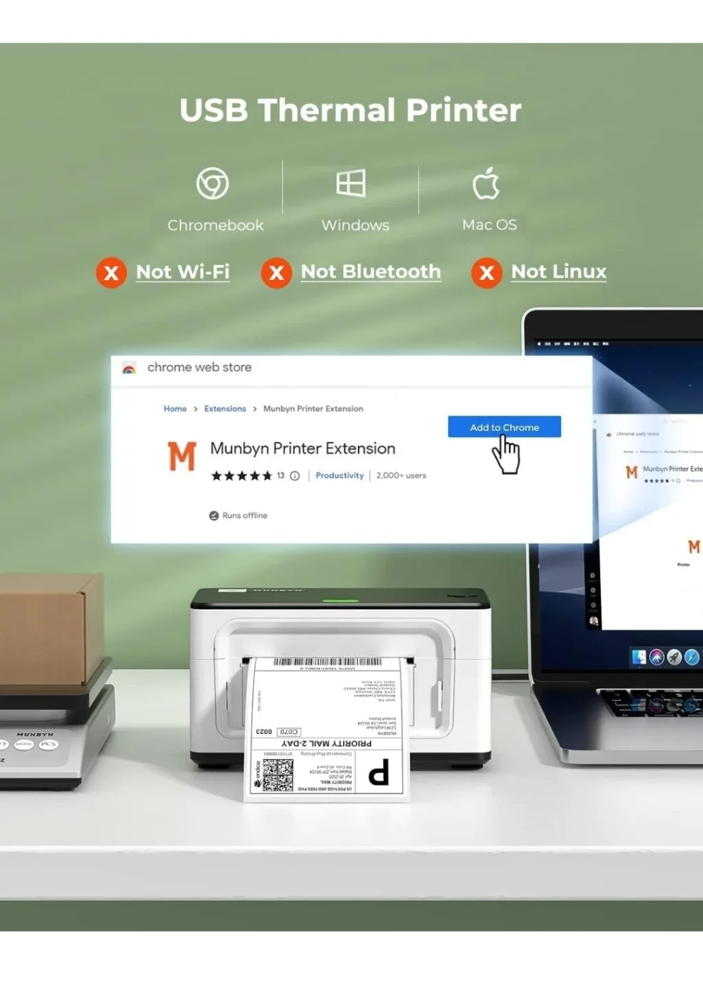 New MUNBYN Bluetooth Thermal Label Printer, 4x6 Label Printer image indicator(3)