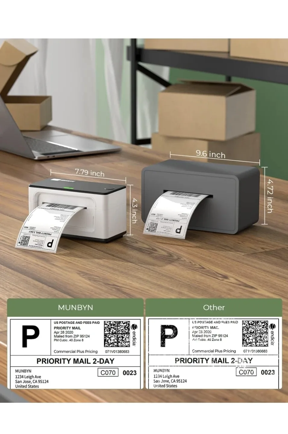 New MUNBYN Bluetooth Thermal Label Printer, 4x6 Label Printer image indicator(4)