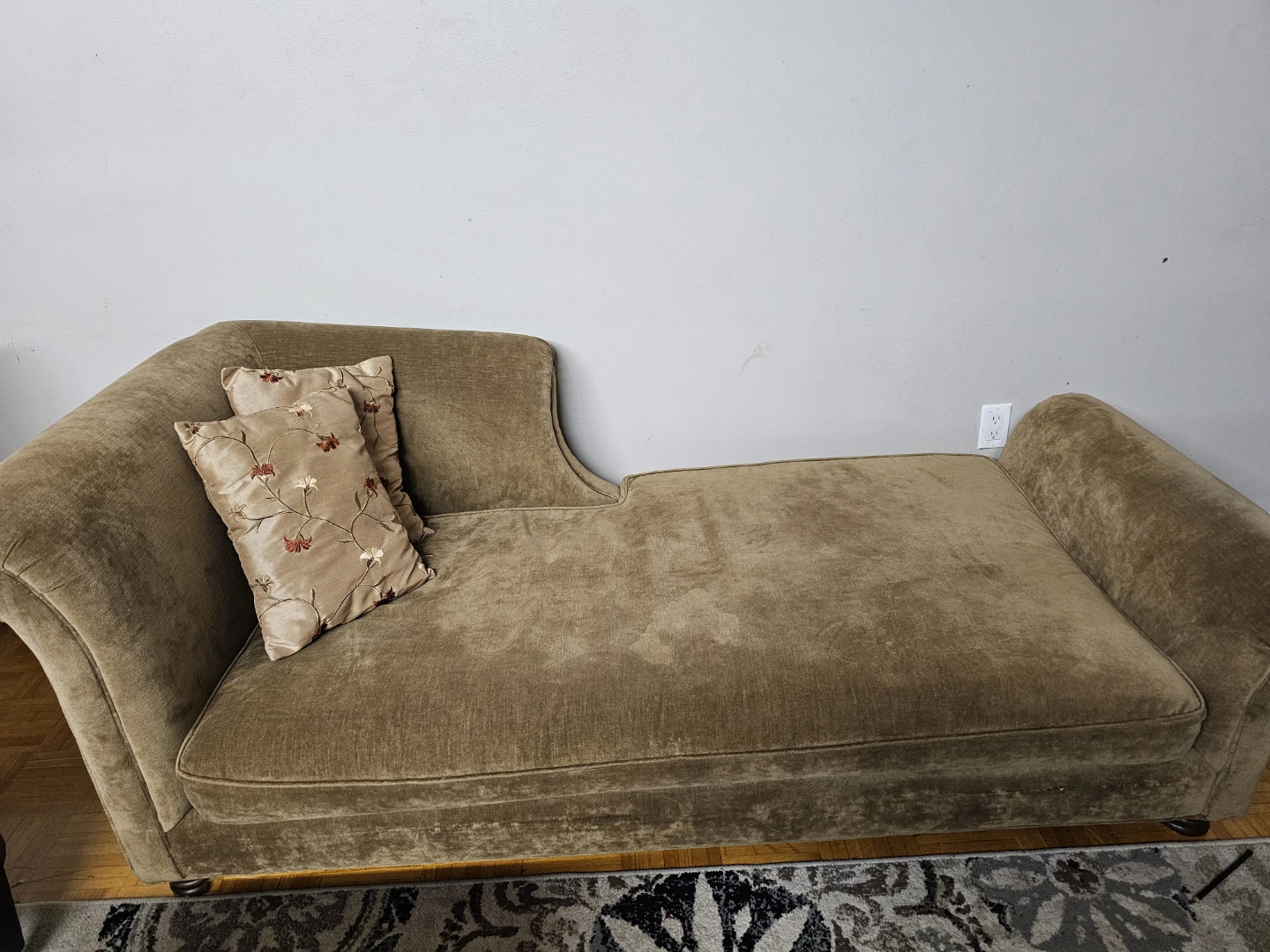Brown Chaise Lounge with Pillows