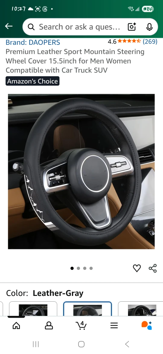 Leather Sport Mountain Steering Wheel Cover
