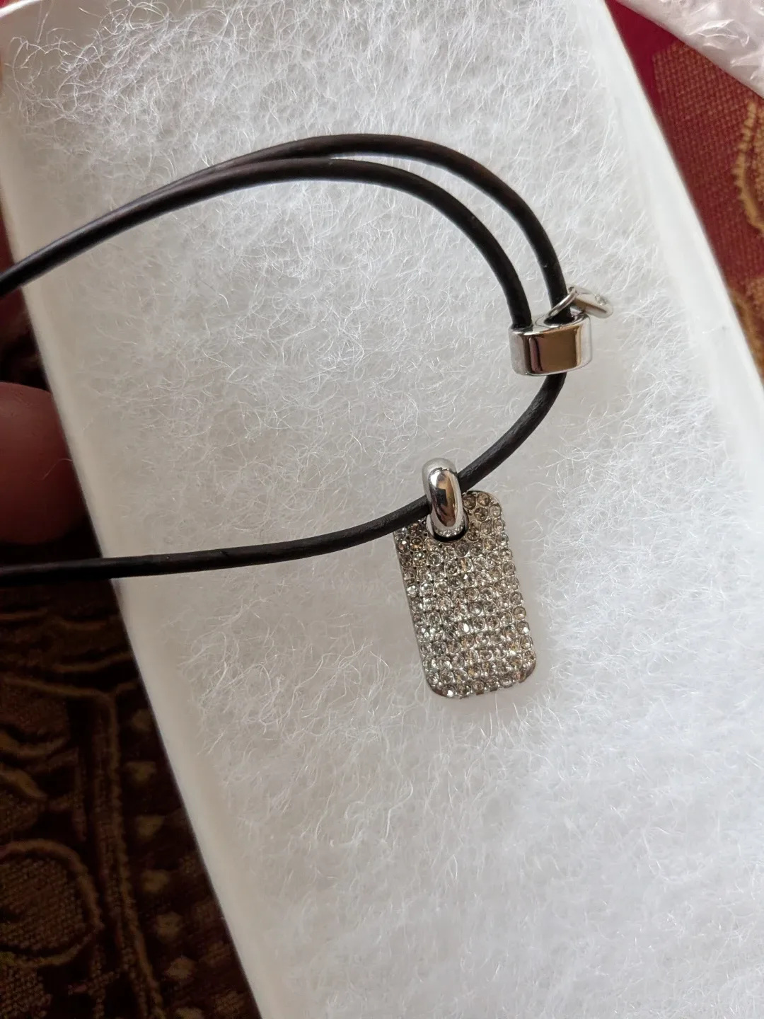 Fossil Leather Cord Necklace with Pave Pendant image indicator(3)