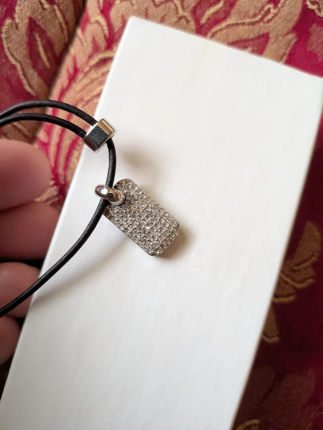 Fossil Leather Cord Necklace with Pave Pendant image indicator(4)