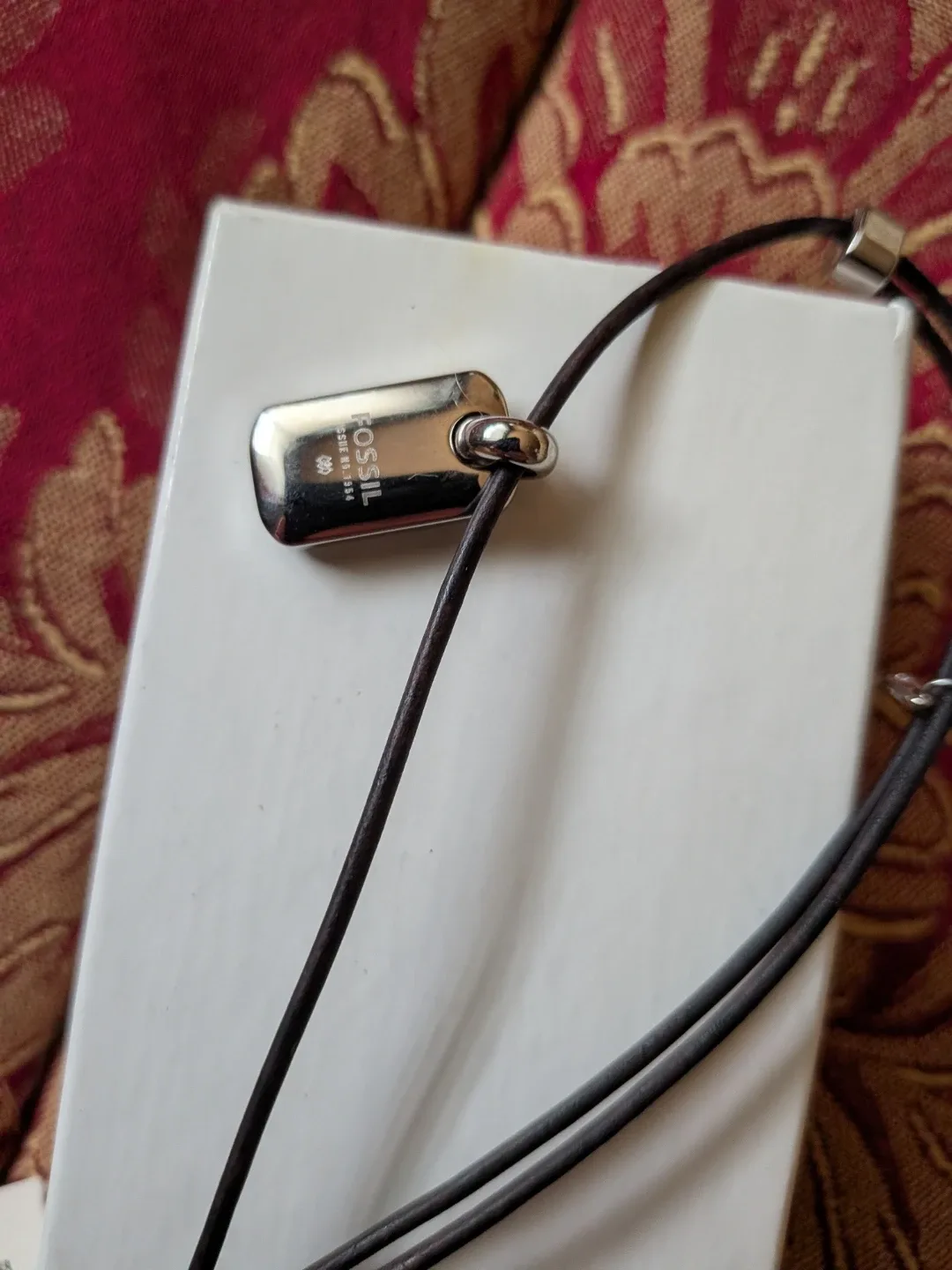 Fossil Leather Cord Necklace with Pave Pendant image indicator(6)