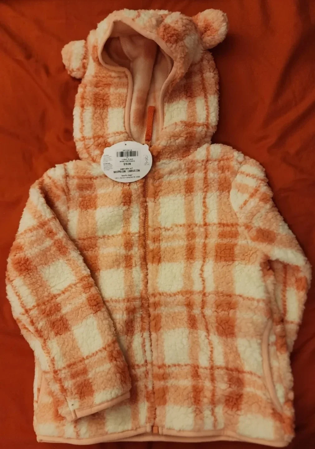 Bass Pro Shops Coral Plaid Fleece - Size 3T #Cleanout