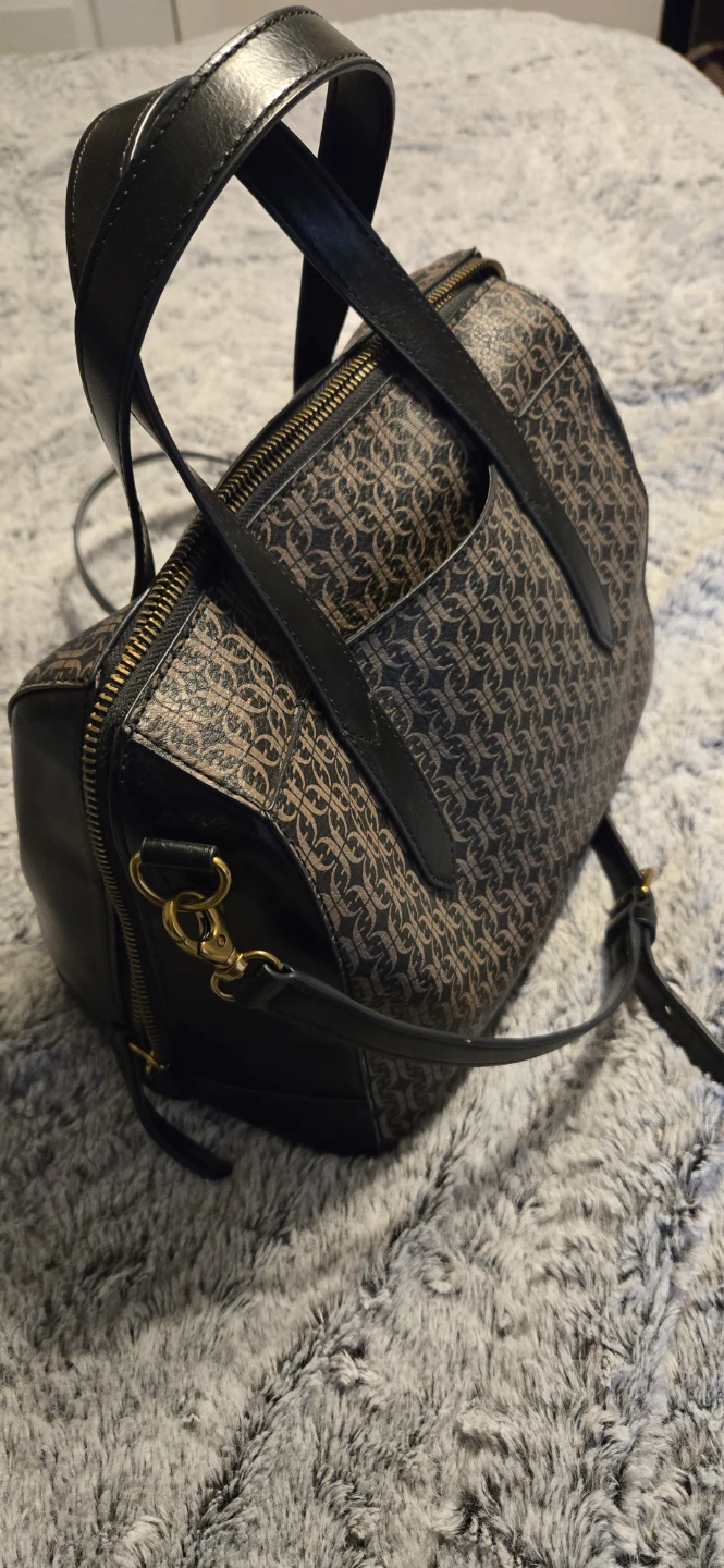 Fossil Brown Patterned Barrel Bag