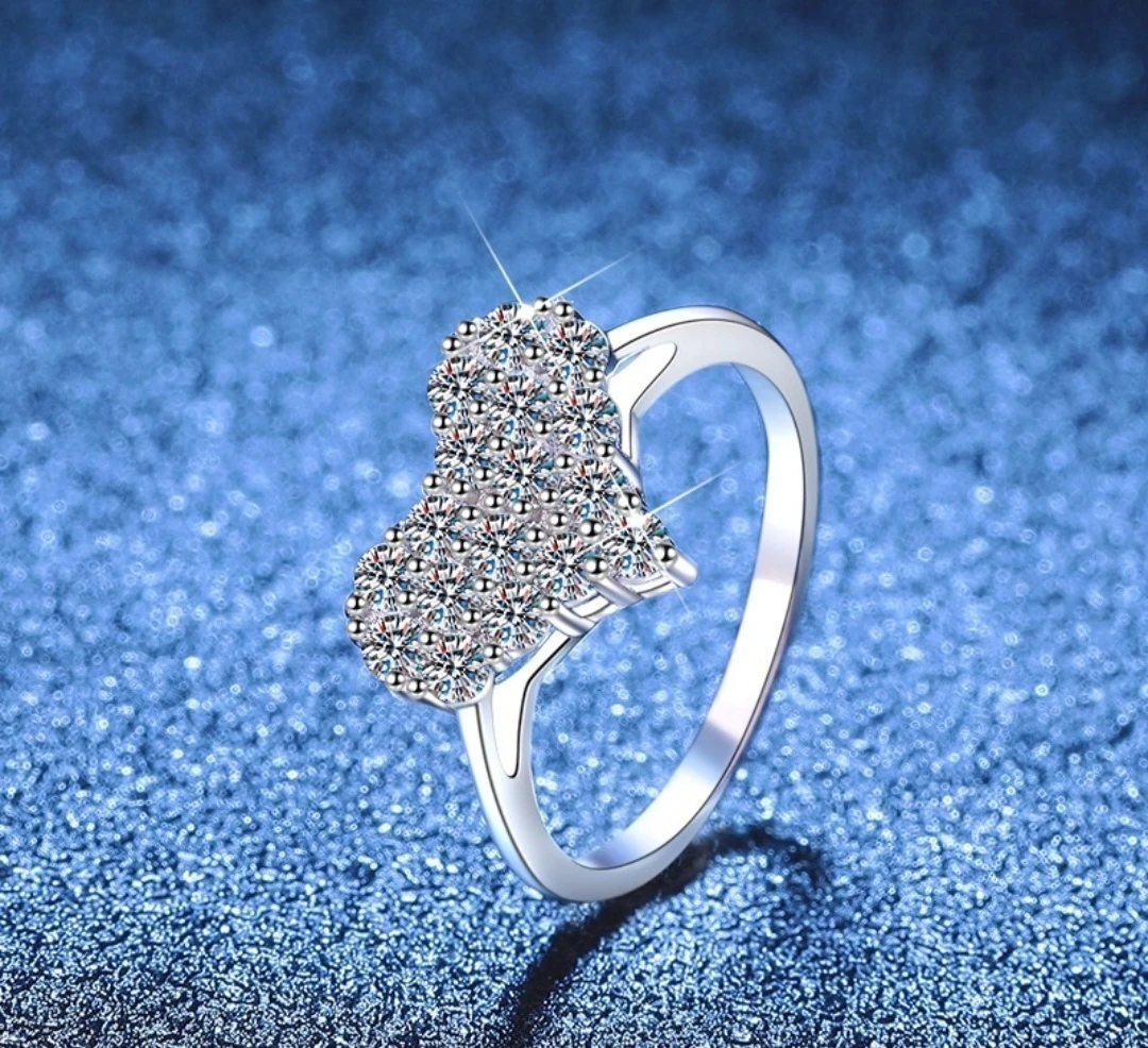 0.51 carat Heart-Shaped Moissanite Diamond Ring, Silver - photo 4