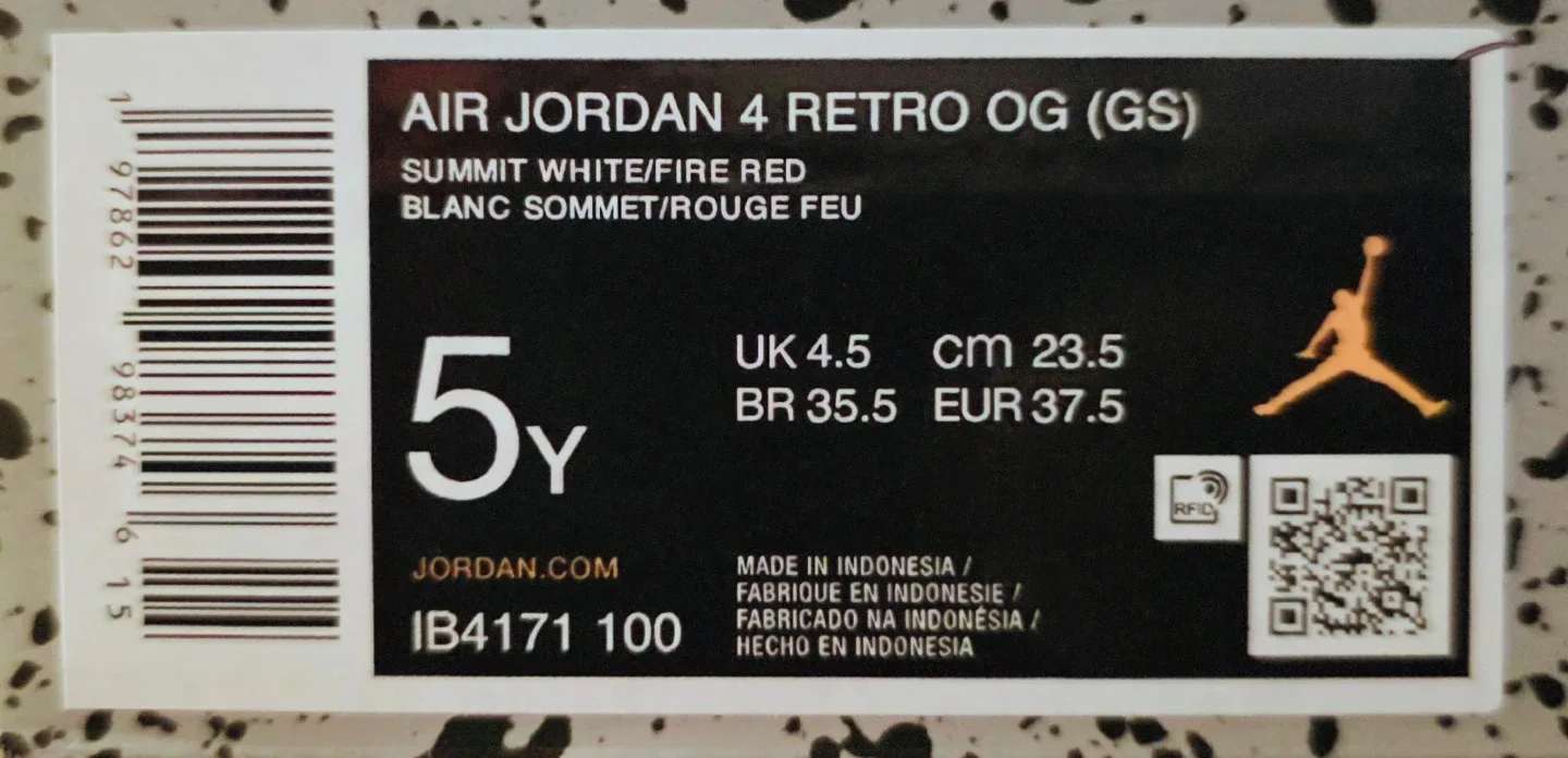 AIR JORDAN 4 RETRO OG - WHITE CEMENT -YOUTH SIZE 5 image indicator(2)