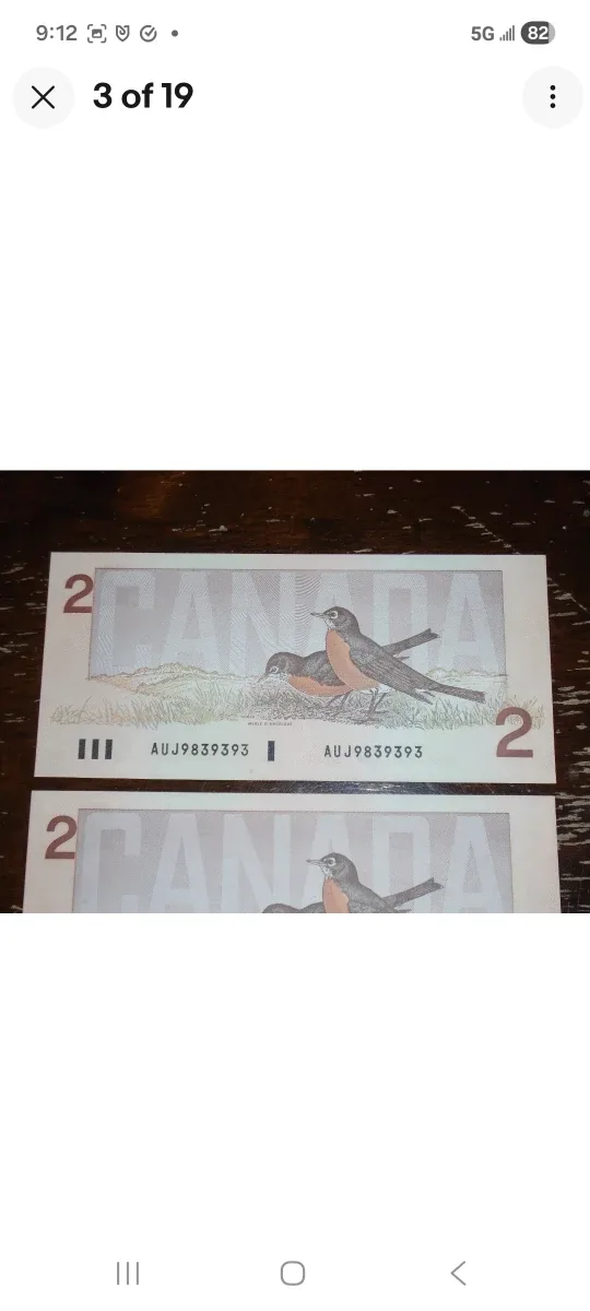 1986 Bank of Canada, Consecutive $2 Bills/AUJ/Crow-Bouey + bonus image indicator(3)