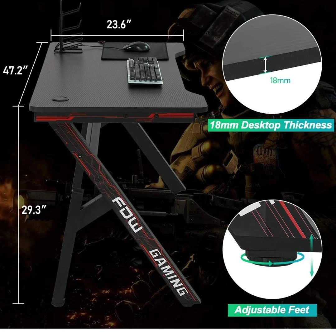 47.2" ergonomic R-shaped gaming desk - photo 3