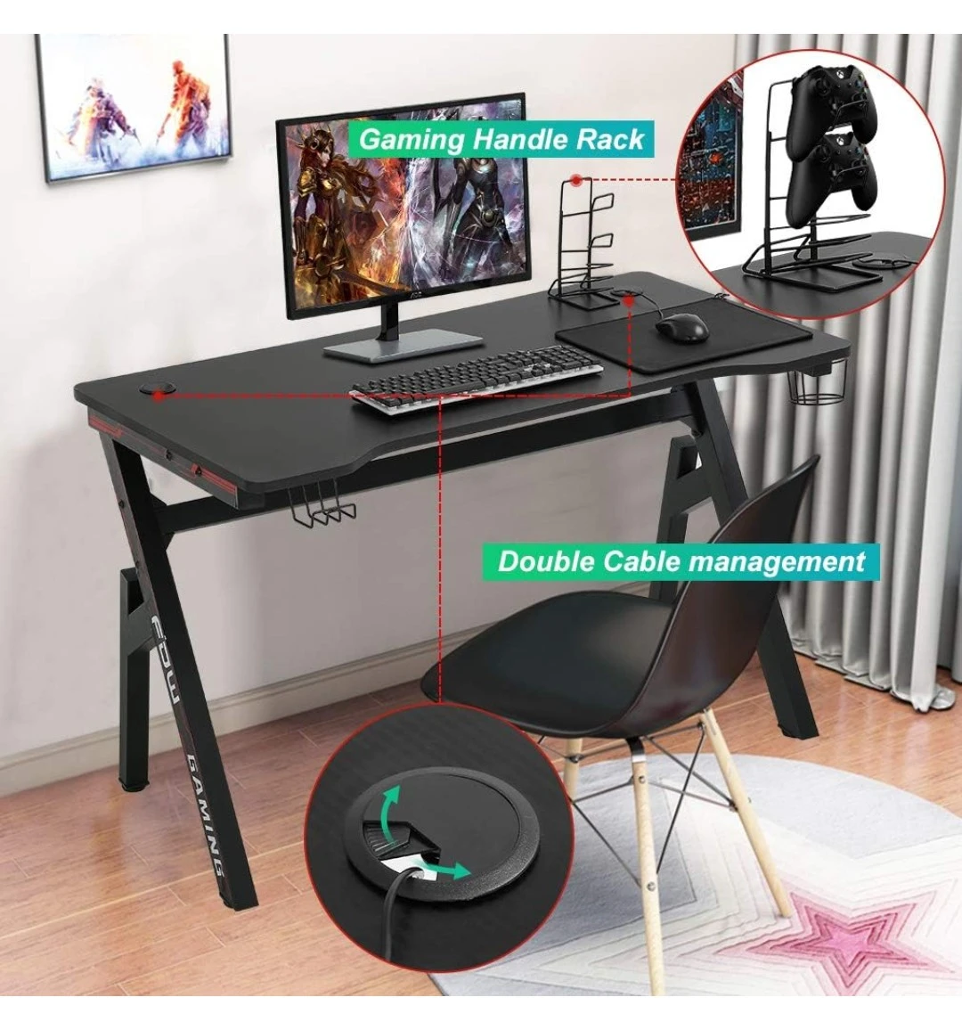 47.2" ergonomic R-shaped gaming desk - photo 4