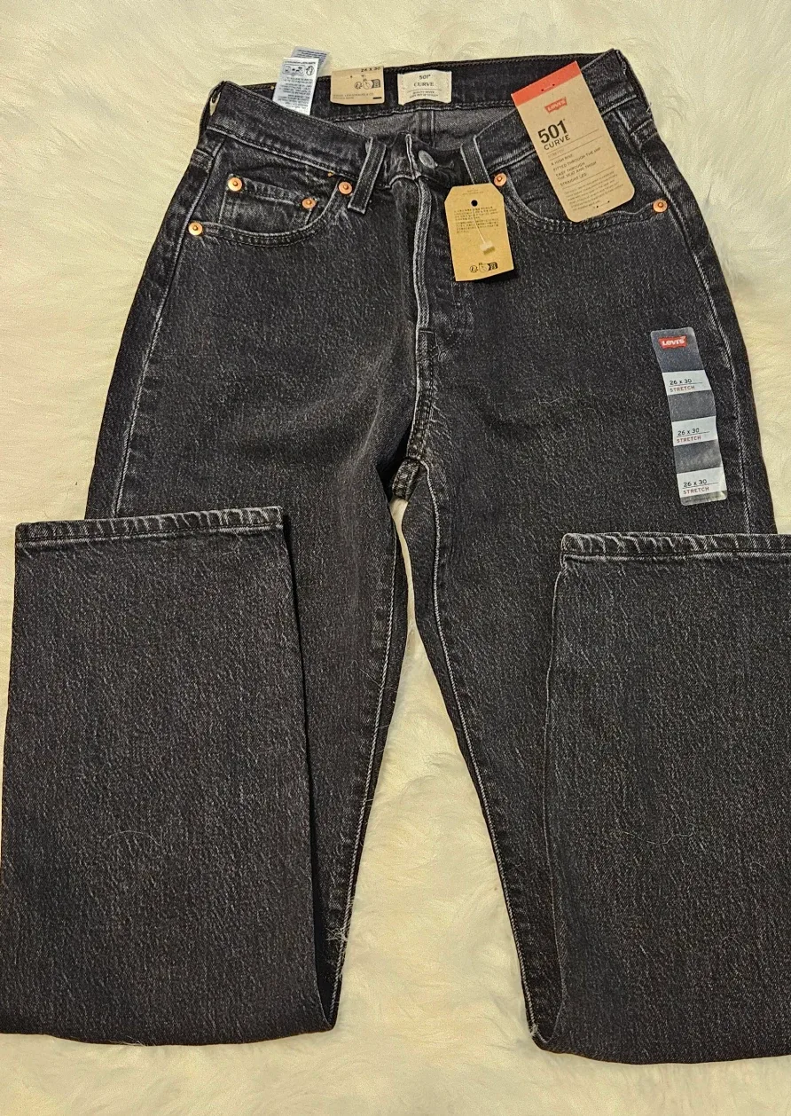 Levi's 501 Black Jeans  Size 26x30 image indicator(2)