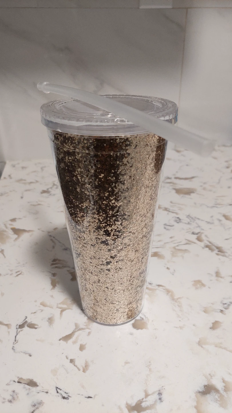 Glitter Tumbler with Lid & Straw