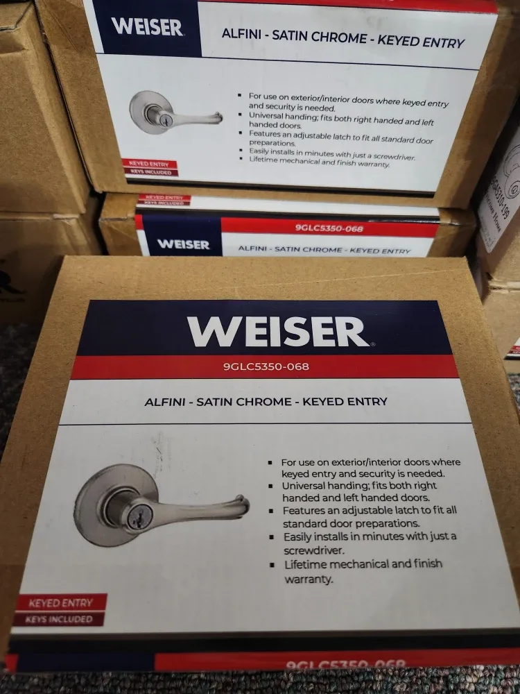 Weiser Alfini Satin Chrome Keyed Entry Lever