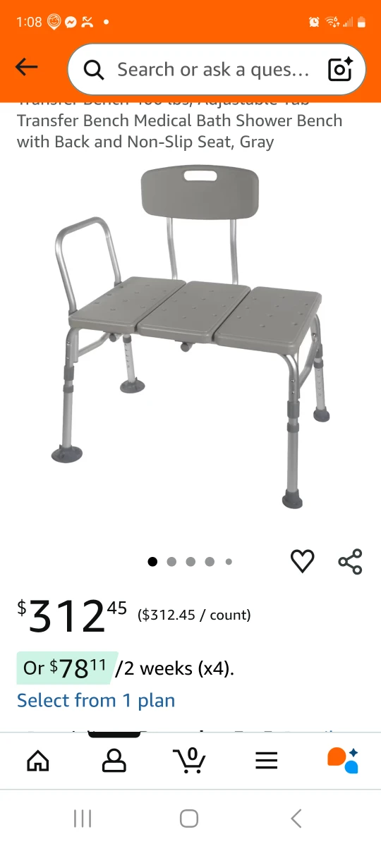 WALKER , CRUTCHES N A SHOWER BENCH $140