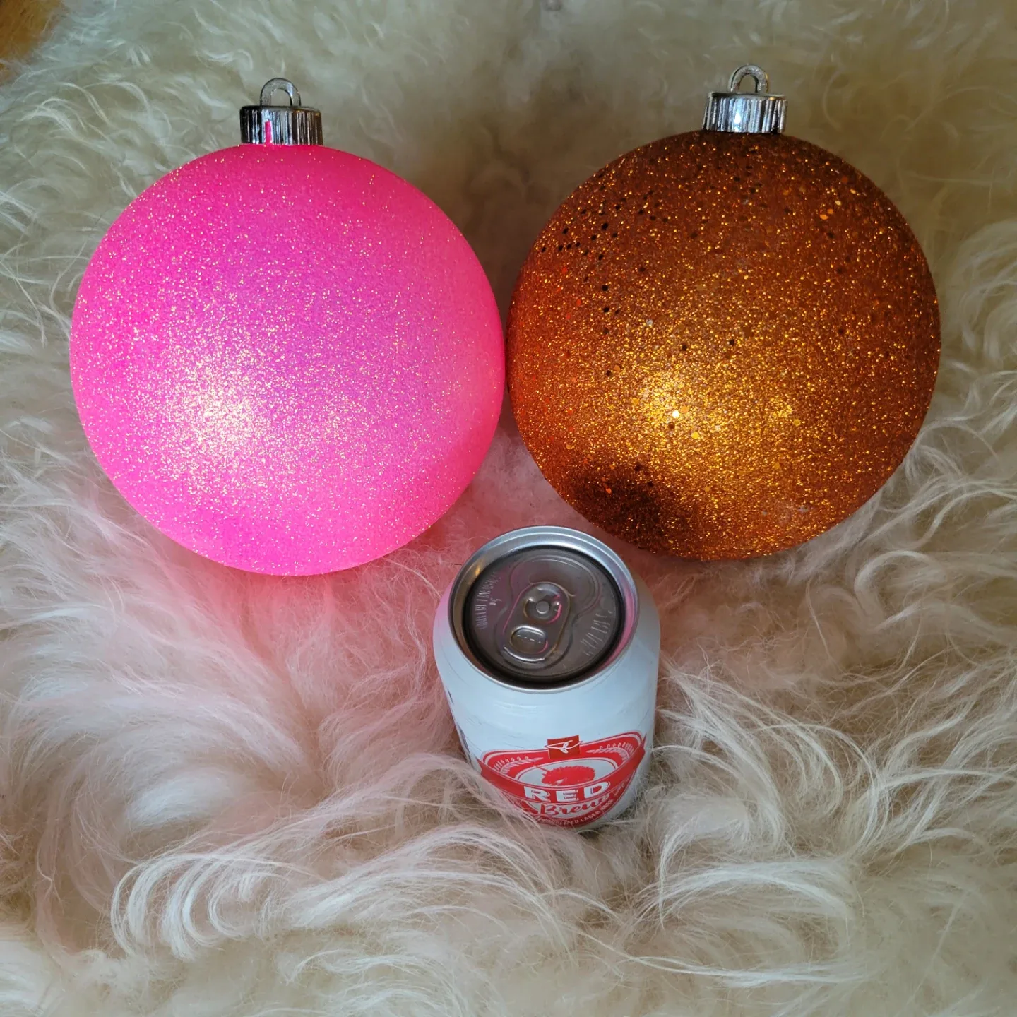 BrandNew 2 XL 6" Pink&Gold Glitter Christmas Ornaments image indicator(2)