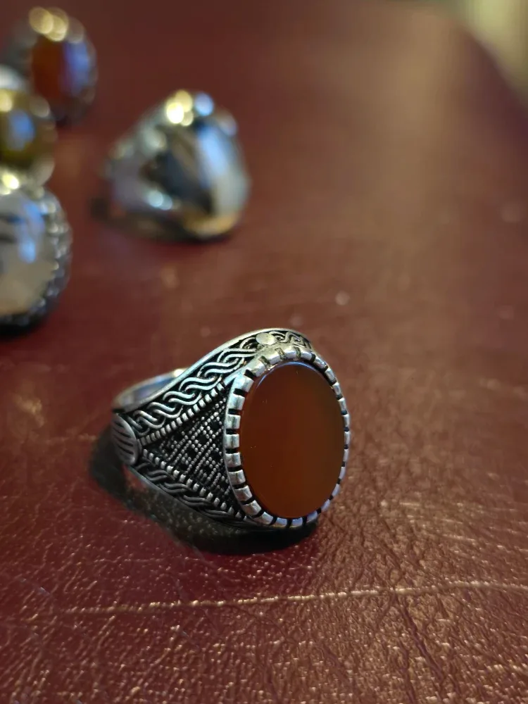 natural agate stone with 925 Silver Rings image indicator(3)