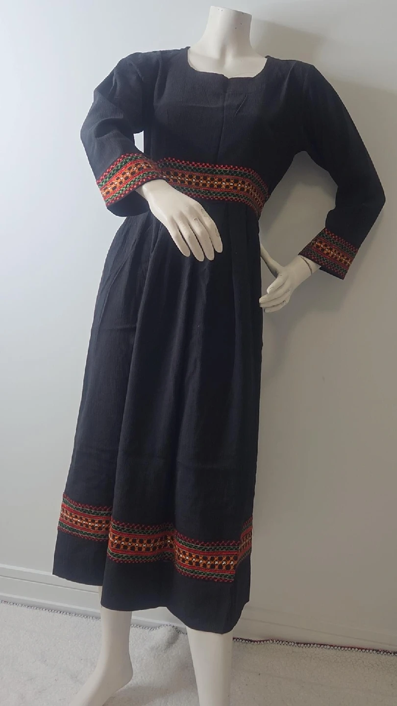Hand Made Black Embroidered Long Sleeve Dress - photo 2