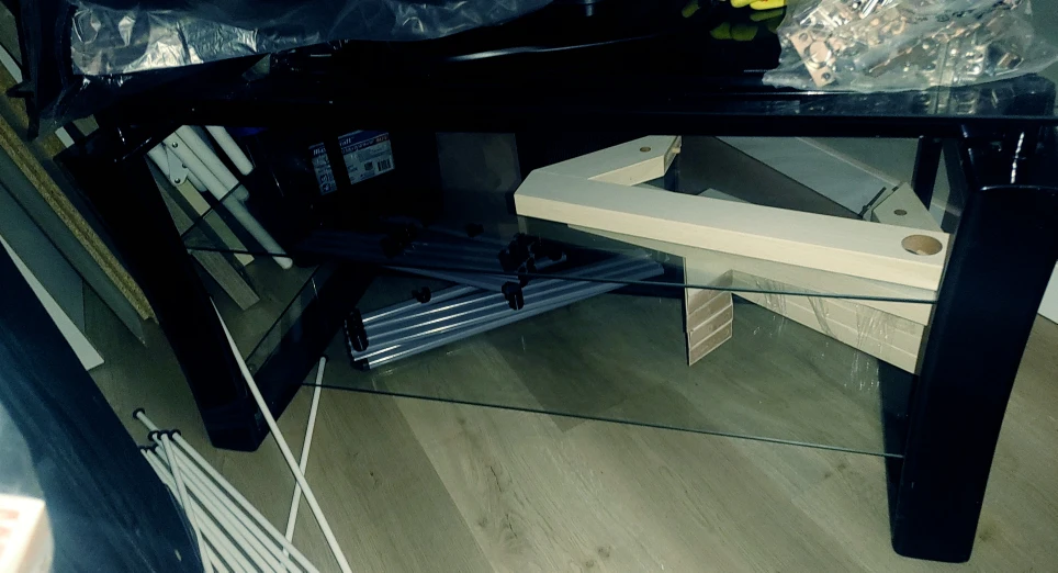 Glass and Black TV Stand