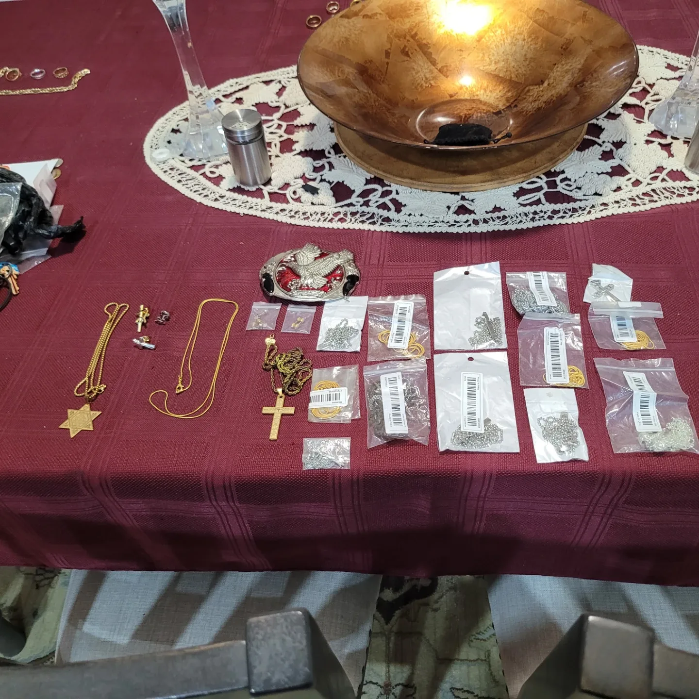 Assorted Rings, Necklaces, Watch, and Belt Buckle image indicator(3)
