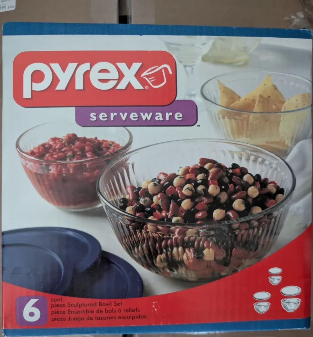 Pyrex Serveware Sculptured Bowl Set - 6 Piece BRAND NEW
