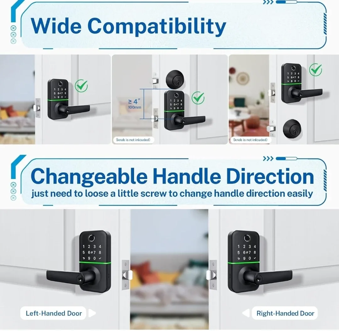 Keypad Smart Door Lock with Handle image indicator(4)