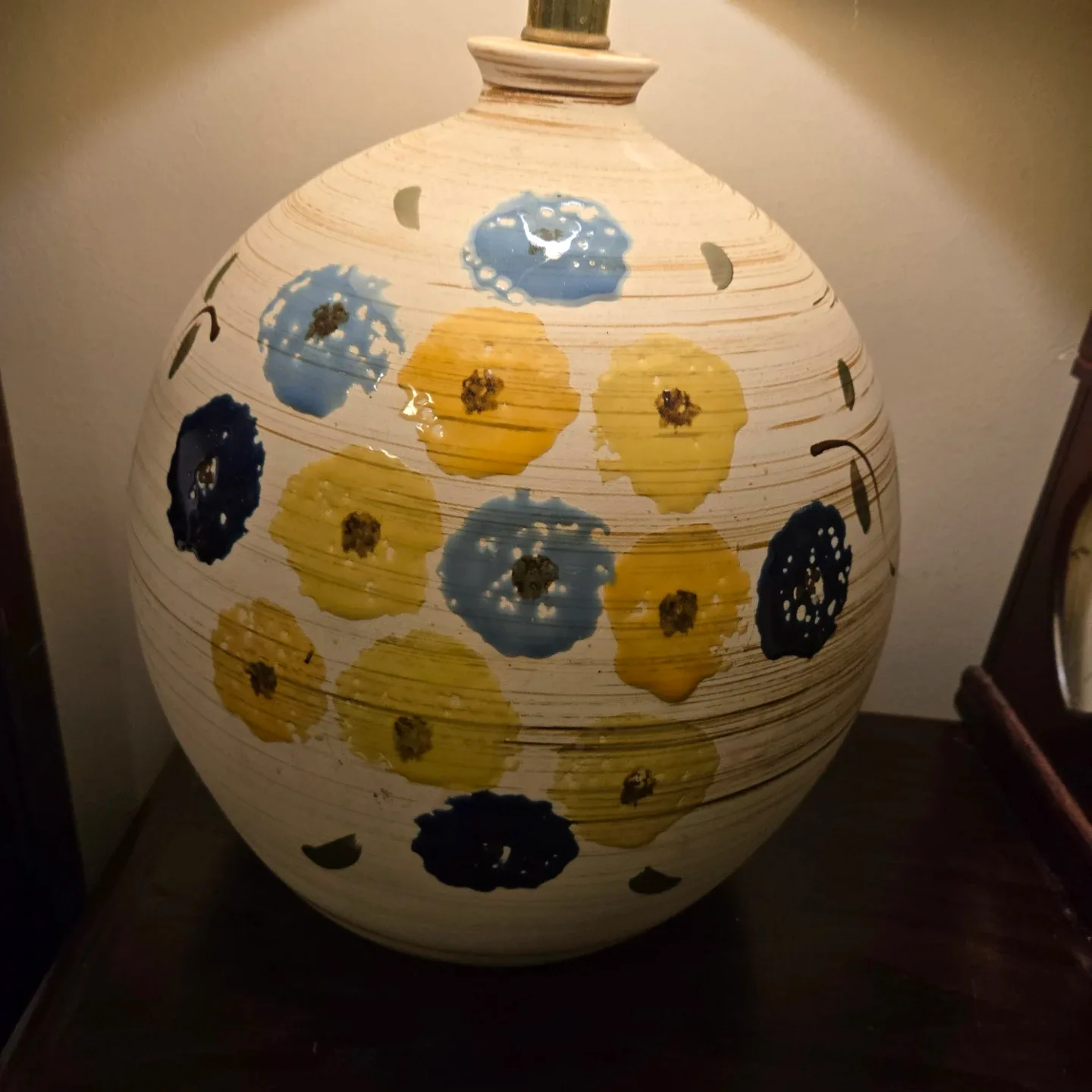 Vintage MCM Italian Floral Ceramic Table Lamp image indicator(2)