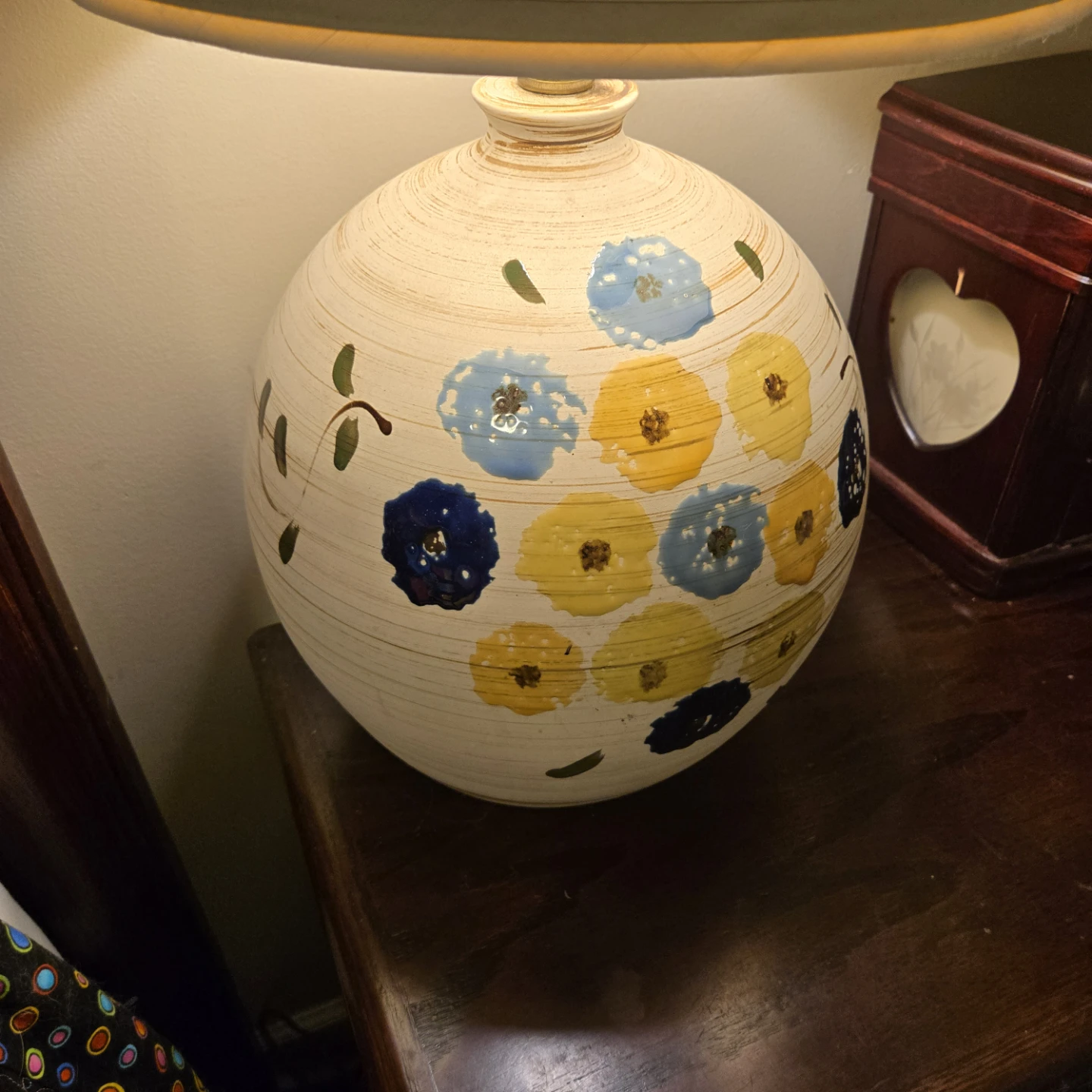 Vintage MCM Italian Floral Ceramic Table Lamp - photo 3
