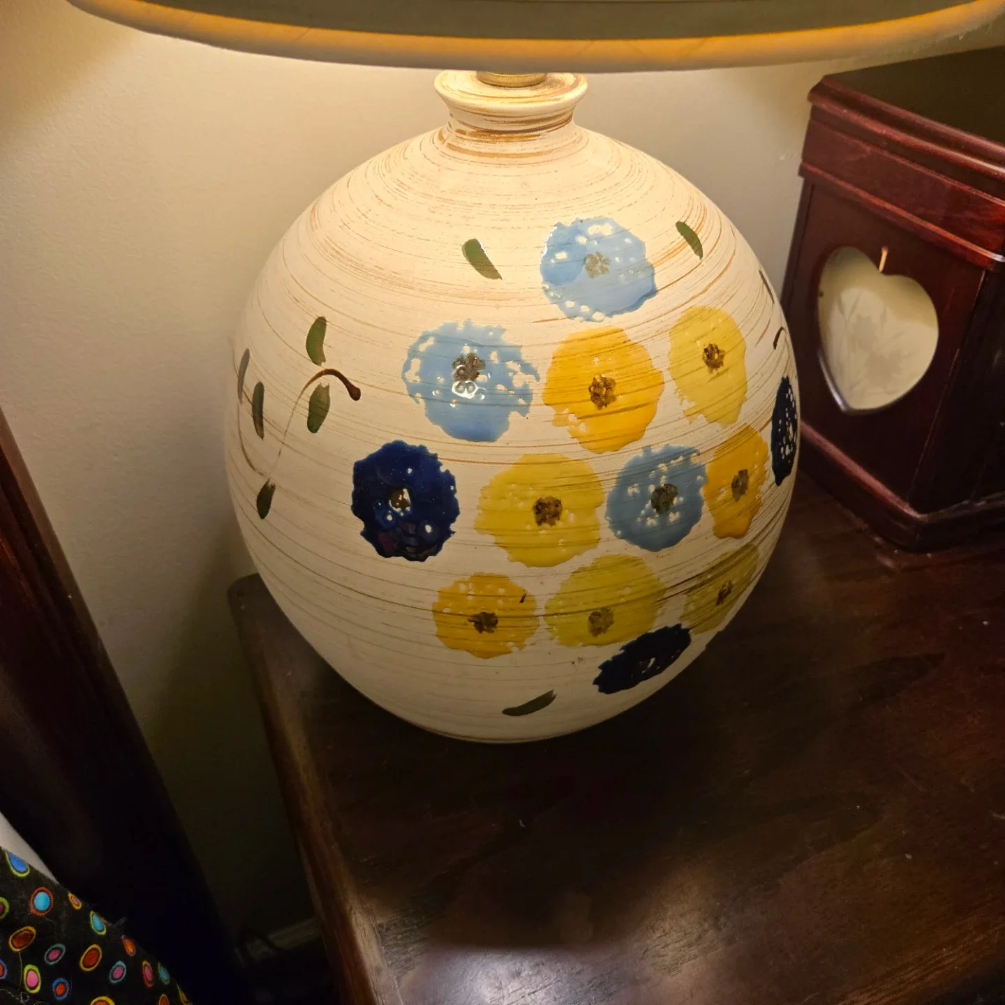 Vintage MCM Italian Floral Ceramic Table Lamp image indicator(3)