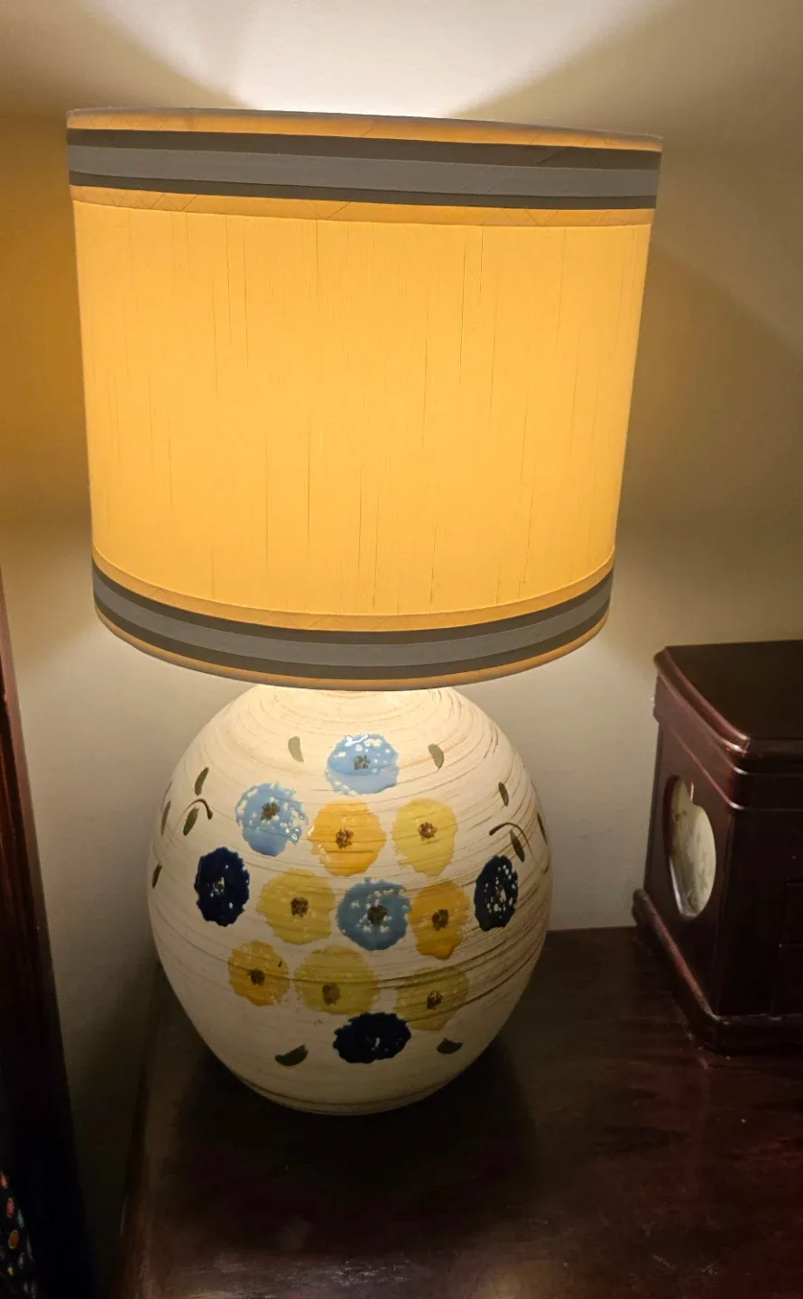 Vintage MCM Italian Floral Ceramic Table Lamp image indicator(4)