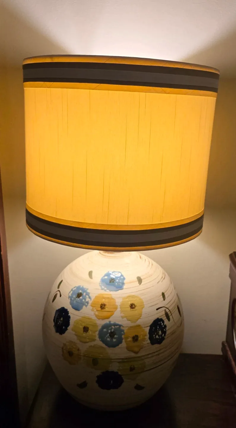 Vintage MCM Italian Floral Ceramic Table Lamp image indicator(6)