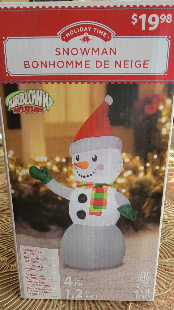 Holiday Time 4ft Inflatable Snowman - New in Box!
