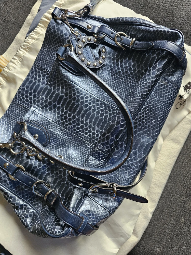 Coach Snakeskin Print Leather Satchel