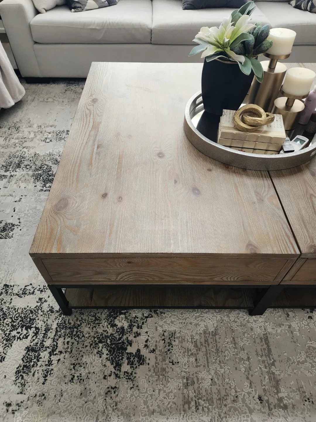 Wood & Metal Coffee Table with Drawers image indicator(3)