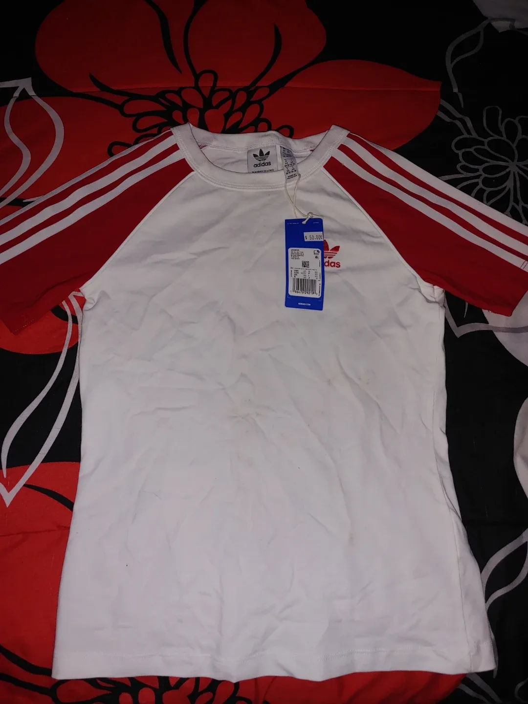 Adidas White/Red T-Shirt XS