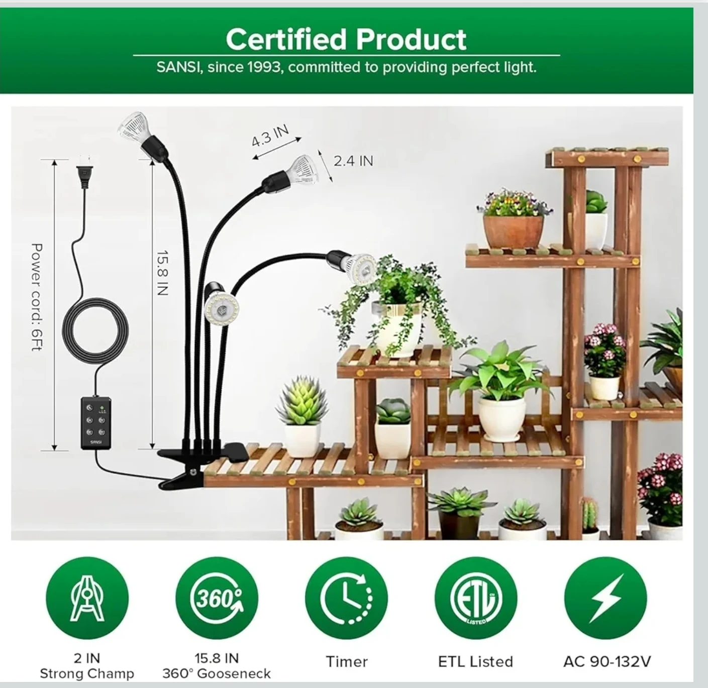 SANSI LED Grow Light with Timer - photo 4