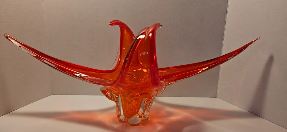 Orange Art Glass Centerpiece Bowl