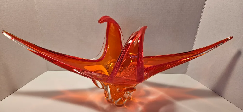 Orange Art Glass Centerpiece Bowl image indicator(2)