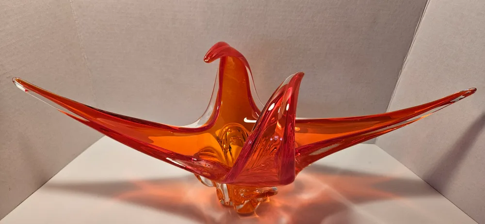 Orange Art Glass Centerpiece Bowl image indicator(3)