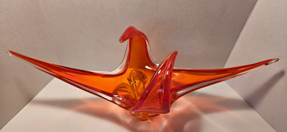 Orange Art Glass Centerpiece Bowl image indicator(4)