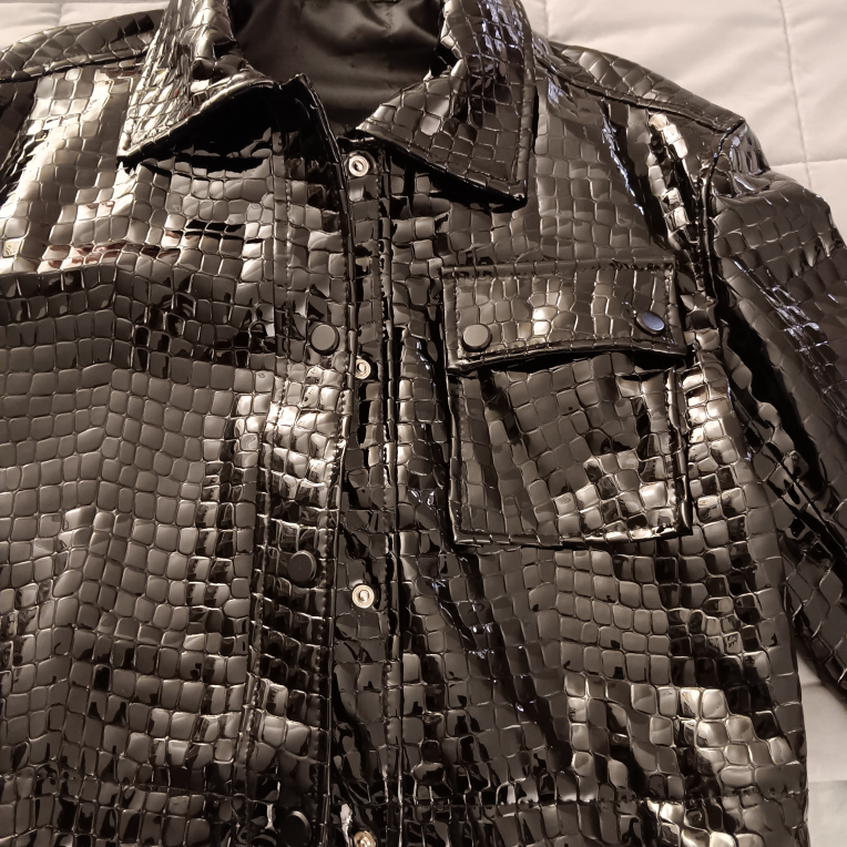 Le Alesco Black Croc Patent Leather Jacket - photo 3