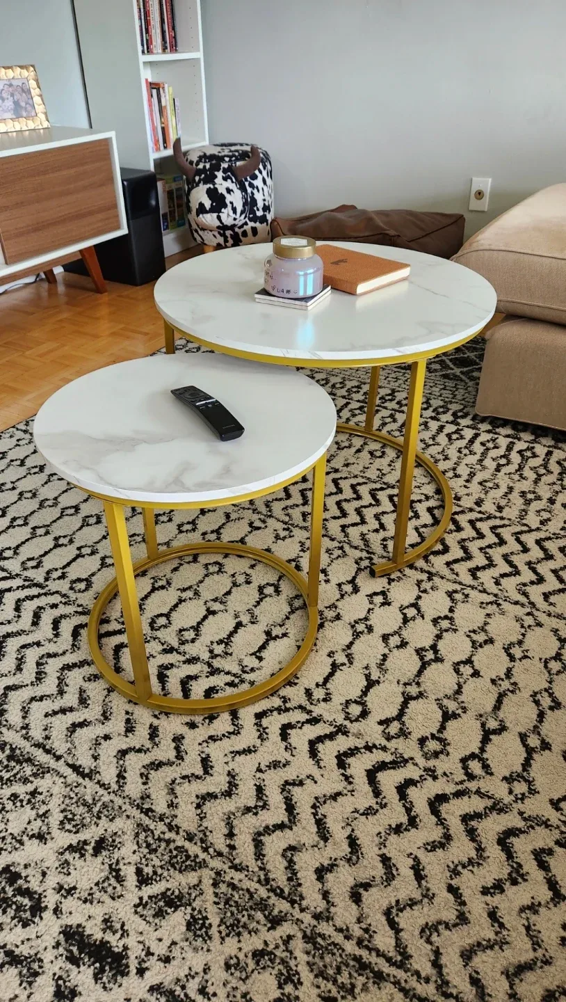 Faux Marble-Finish Coffee Tables set (2 new pcs) image indicator(2)