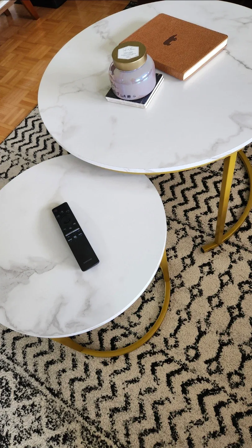 Faux Marble-Finish Coffee Tables set (2 new pcs) image indicator(3)