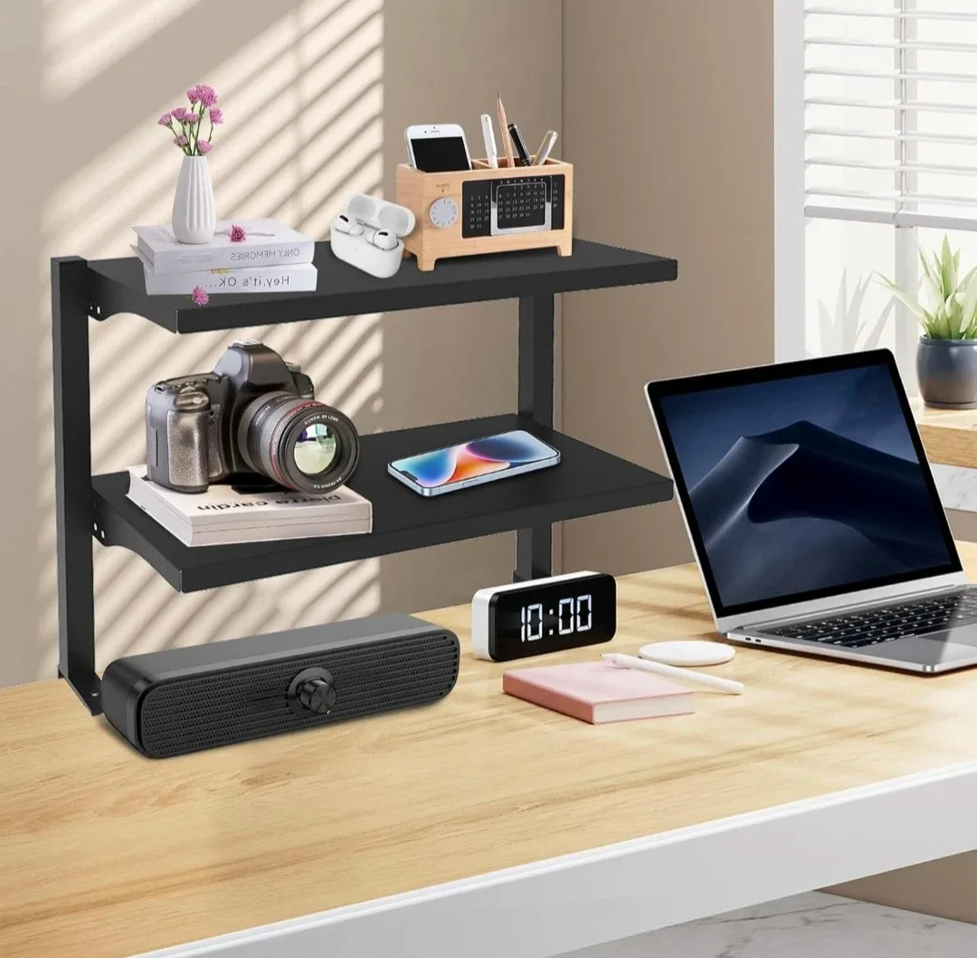 16" Clamp-On Adjustable Desk Shelf - 2-Tier image indicator(2)
