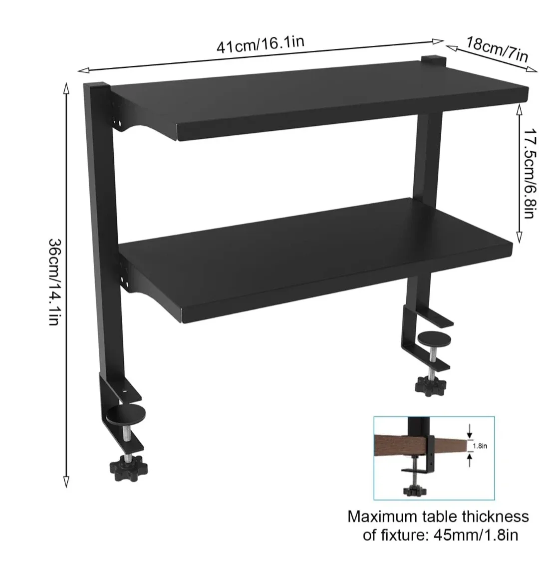 16" Clamp-On Adjustable Desk Shelf - 2-Tier image indicator(3)